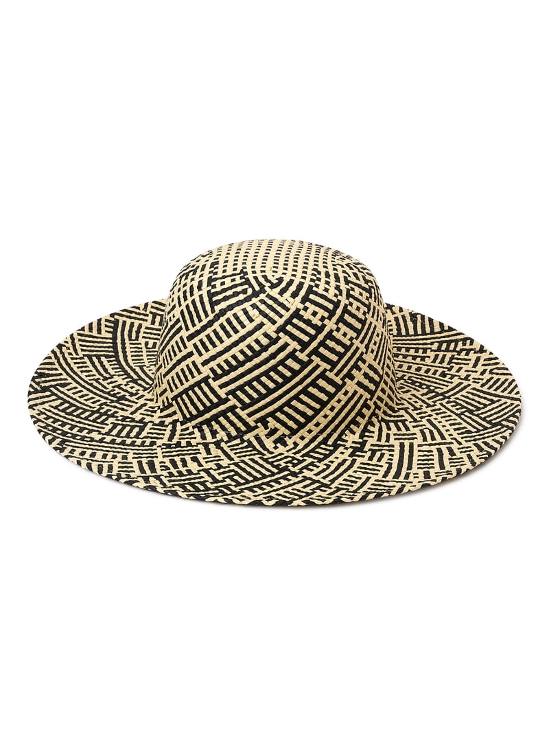 Time and Tru Two Toned Straw Hat - Stylish Wide Brim Sun Hat 
