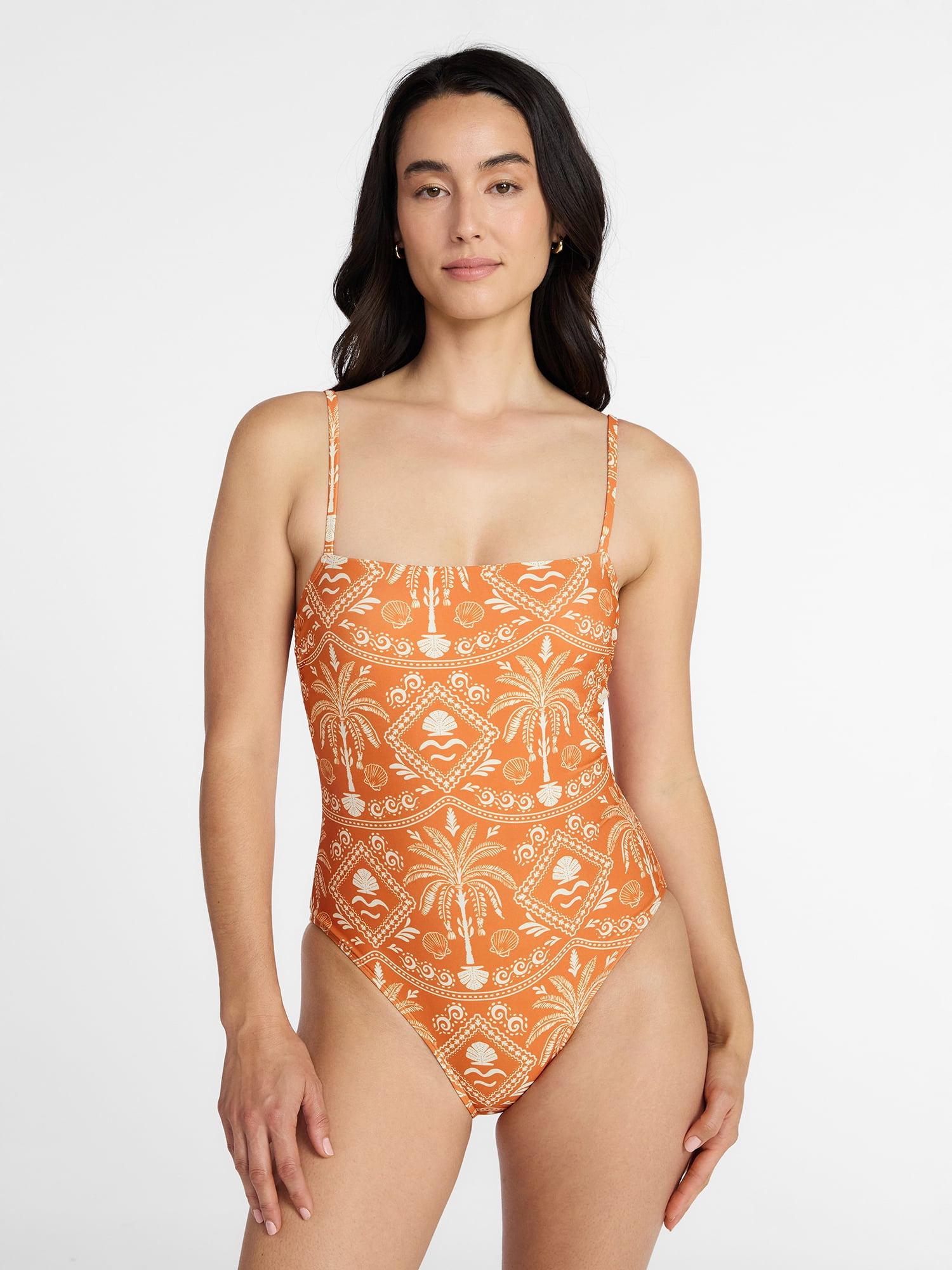 Time and Tru Women's and Women's Plus Lace Up One Piece Swimsuit, Sizes XS-3X