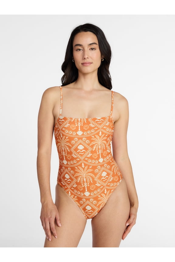 Women's and Women's Plus Lace Up One Piece Swimsuit, Sizes XS-3X