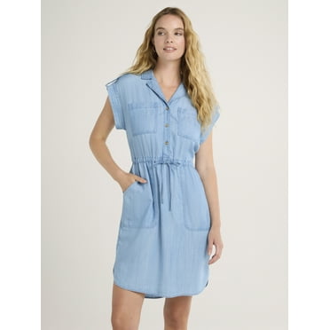 Time and Tru Women's Utility Shirt Dress, Sizes XS-XXXL