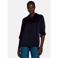 thumbnail image 1 of Time and Tru Women's Utility Shirt with Long Sleeves, Sizes XS-XXXL, 1 of 5