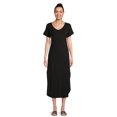 thumbnail image 1 of Time and Tru Women's V-Neck Knit Maxi Dress with Short Sleeves, Sizes XS-XXXL, 1 of 5