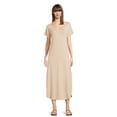 thumbnail image 1 of Time and Tru Women's V-Neck Knit Maxi Dress with Short Sleeves, Sizes XS-XXXL, 1 of 5