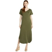 Time and Tru Women's V-Neck Knit Maxi Dress with Short Sleeves, Sizes XS-XXXL
