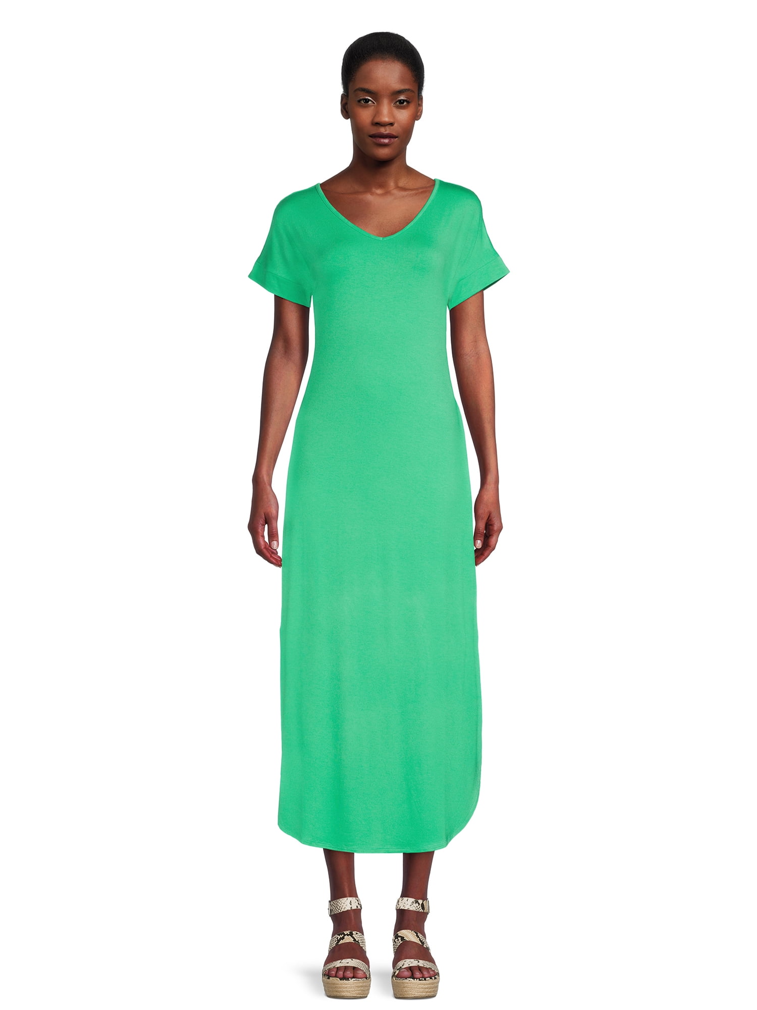 Time and Tru Women's VNeck Maxi Dress, Sizes XS XXXL