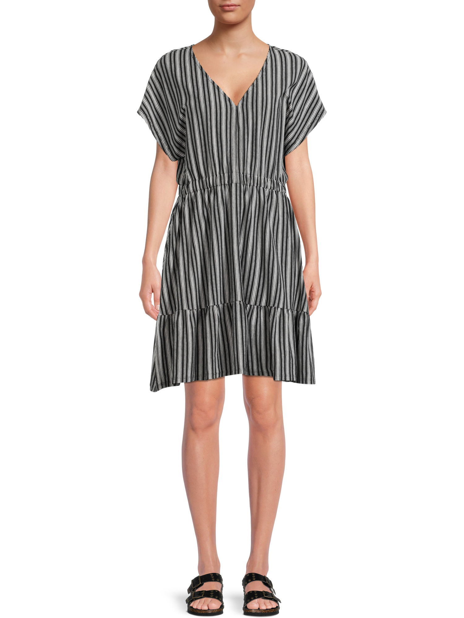 Time and Tru Women's V-Neck Printed Knit Dress - image 1 of 5