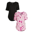 thumbnail image 1 of Time and Tru Women's V-Neck Tunic T-Shirt, 2-Pack, 1 of 5