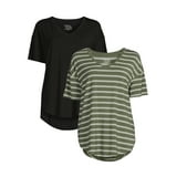 Time and Tru Women's V-Neck Tunic T-Shirt, 2-Pack - Walmart.com