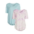 thumbnail image 1 of Time and Tru Women's V-Neck Tunic T-Shirt, 2-Pack, 1 of 5