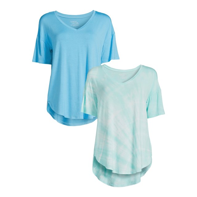 Time and Tru Women's V-Neck Tunic T-Shirt, 2-Pack - Walmart.com