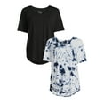 thumbnail image 1 of Time and Tru Women's V-Neck Tunic T-Shirt, 2-Pack, 1 of 5
