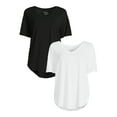 thumbnail image 1 of Time and Tru Women's V-Neck Tunic Tee (2 Pack), 1 of 5
