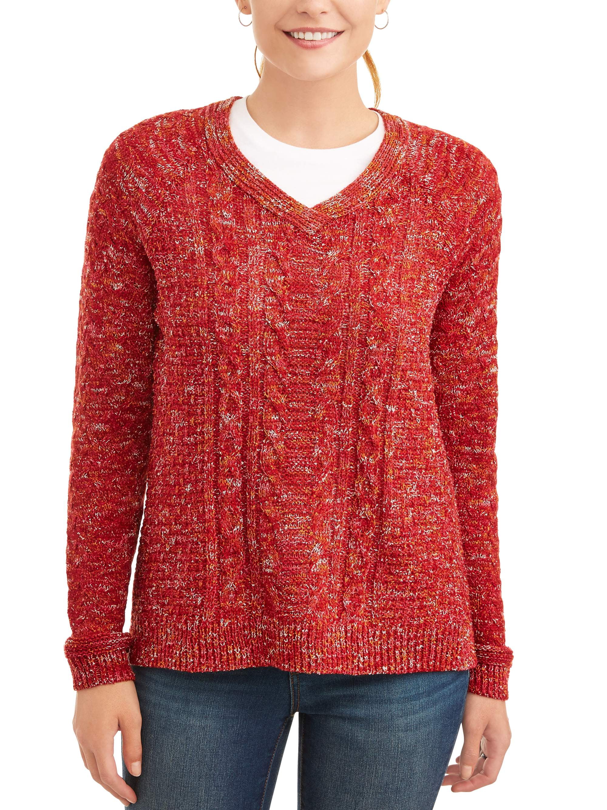 Time and Tru Women's Vneck Boucle Sweater