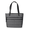 thumbnail image 1 of Time and Tru Women's Vale Tote Handbag, Black/Beige Jacquard, 1 of 5