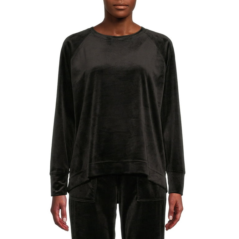 Time and Tru Women s Velour Sweatshirt Walmart