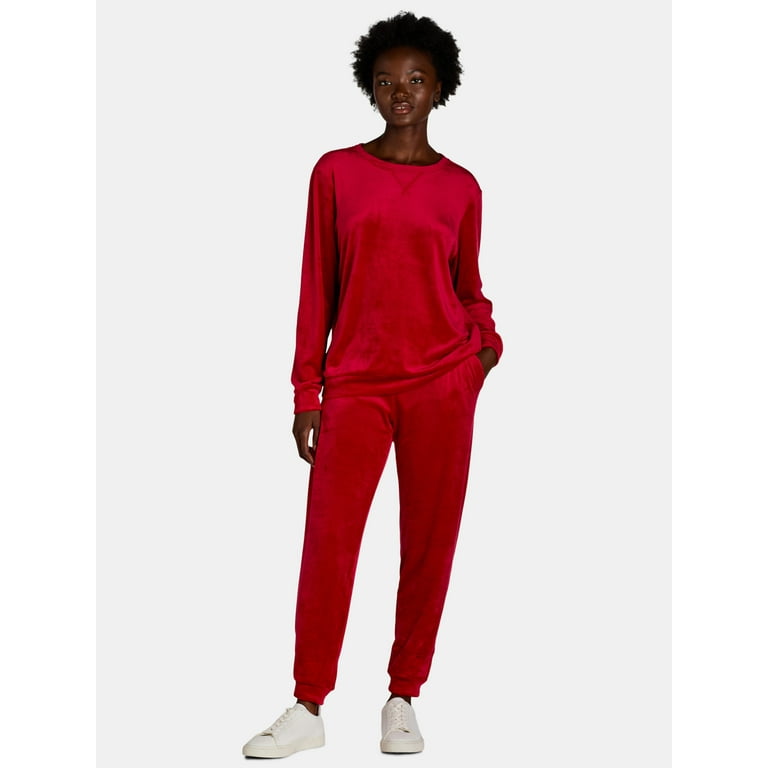 Time and Tru Women s Velour Sweatshirt and Jogger Pants Set 2 Piece Sizes XS XXXL Walmart