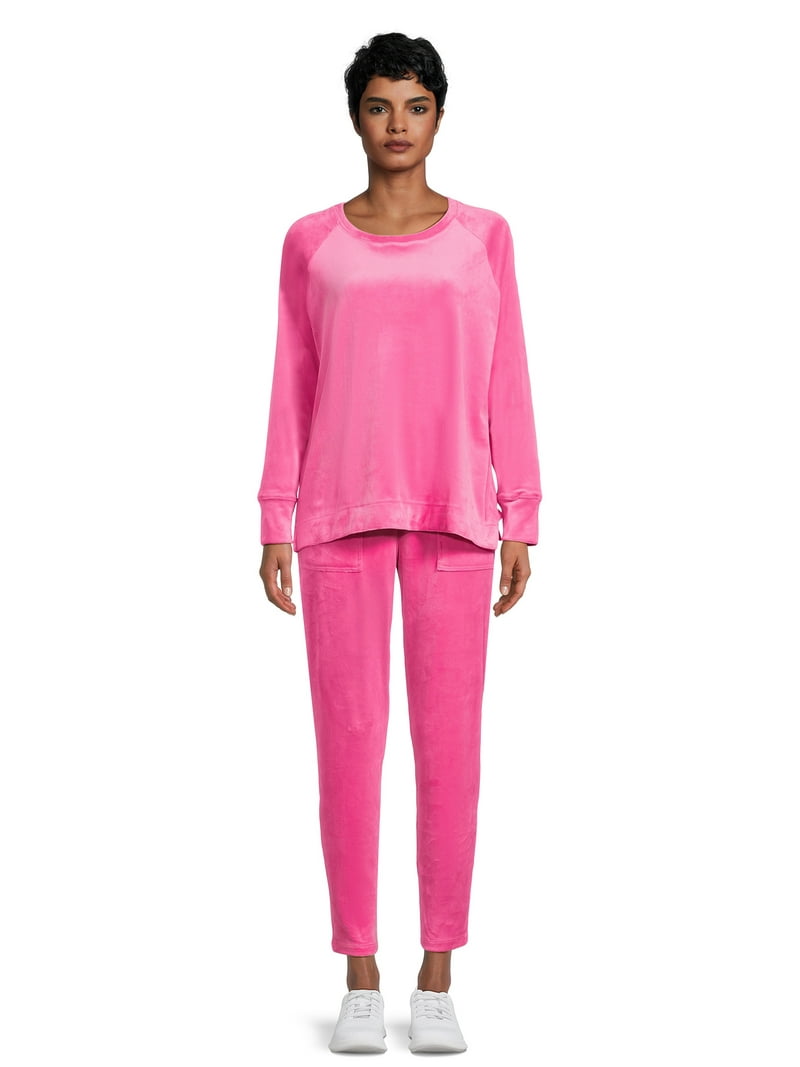 Time and Tru Women's Velour Top and Pants Set, 2-Piece, Sizes S