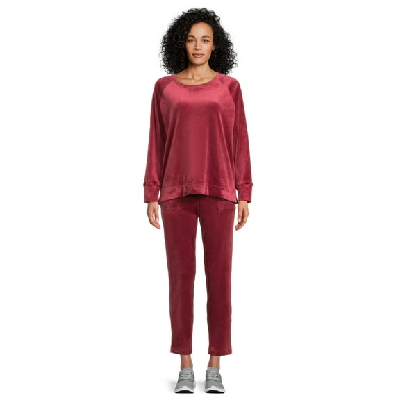 Time and Tru Women's Velour Top and Pants Set, 2-Piece, Sizes S-XXXL