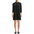 thumbnail image 1 of Time and Tru Women’s Velvet Dress with 3/4-Length Sleeve, 1 of 5
