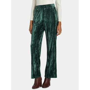 Time and Tru Women's Velvet Wide Leg Pants, 29" Inseam, Size XS-XXXL