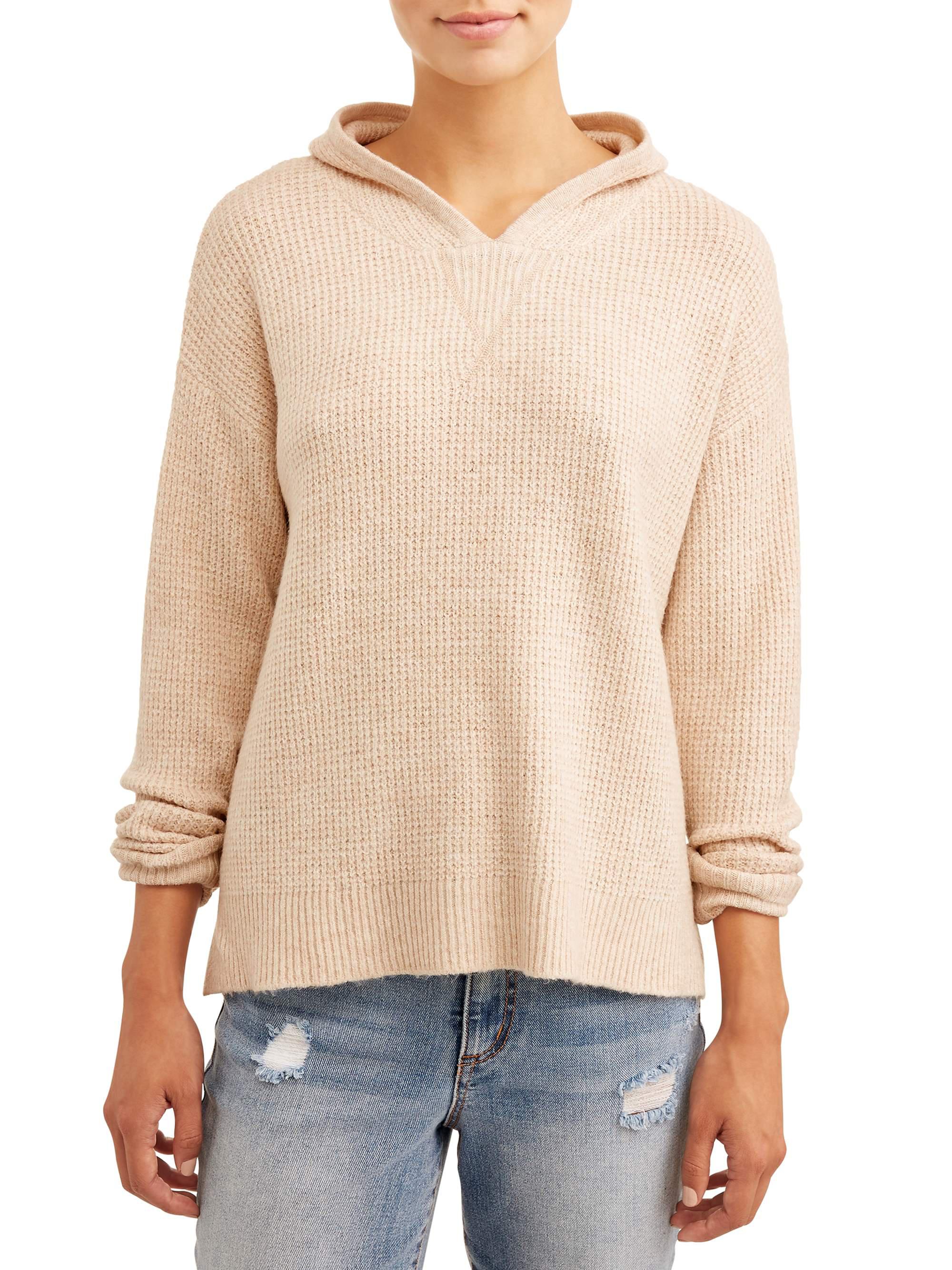 Time and Tru Women's Waffle Hoodie Pullover