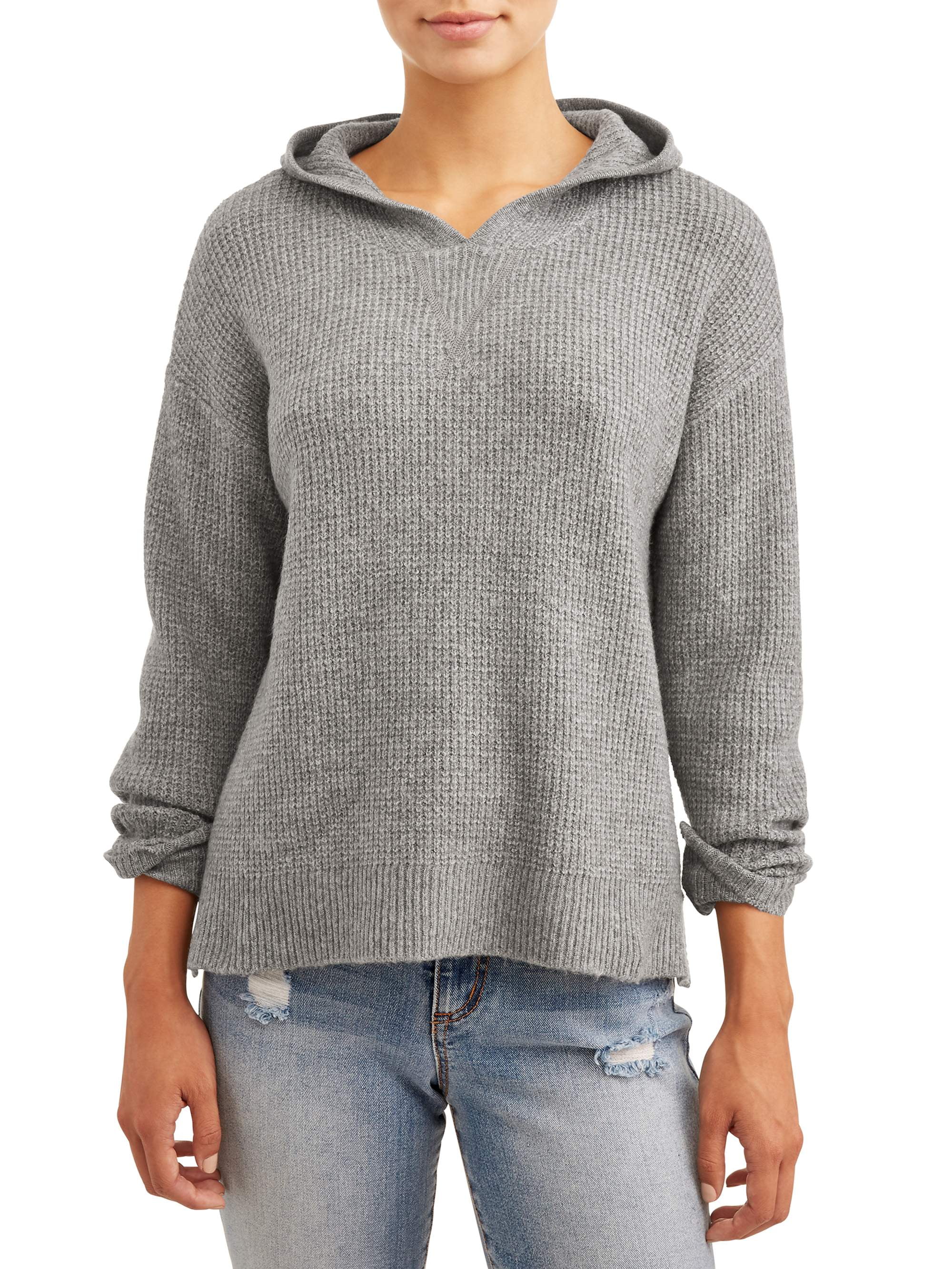 Time and Tru Women's Waffle Hoodie Pullover