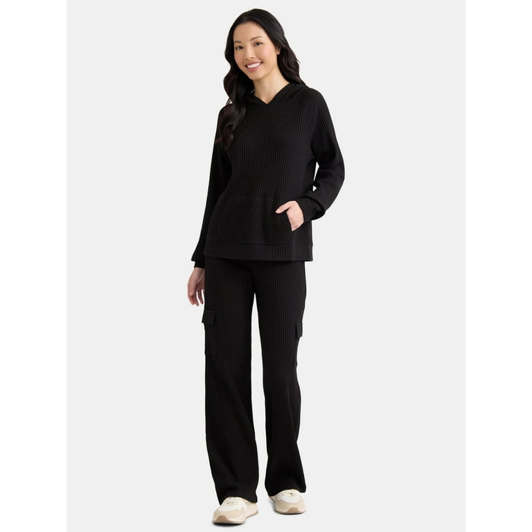 Time and Tru Women's Waffle Hoodie and Pants Set, 2-Piece