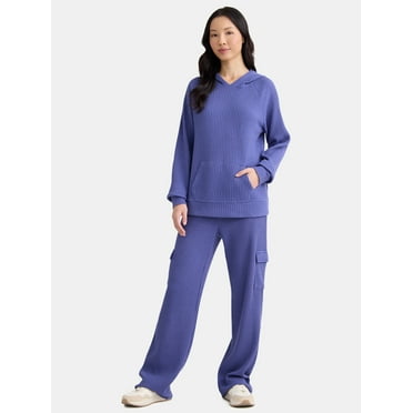 Time and Tru Women's Waffle Hoodie and Pants Set, 2-Piece, Size S-XXXL