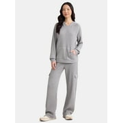 Time and Tru Women's Waffle Hoodie and Pants Set, 2-Piece, Size S-XXXL