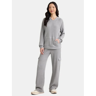 Time and Tru Women's Waffle Hoodie and Pants Set, 2-Piece, Size S-XXXL