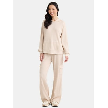 Time and Tru Women's Waffle Hoodie and Pants Set, 2-Piece, Size S-XXXL