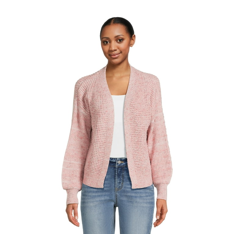 Time and Tru Women s Waffle Knit Cardigan Walmart