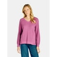 thumbnail image 1 of Time and Tru Women's Waffle Knit Sweatshirt, Sizes XS-XXXL, 1 of 5