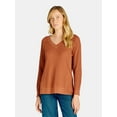 thumbnail image 1 of Time and Tru Women's Waffle Knit Sweatshirt, Sizes XS-XXXL, 1 of 5