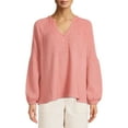 thumbnail image 1 of Time and Tru Women's Waffle Peasant Top, 1 of 5