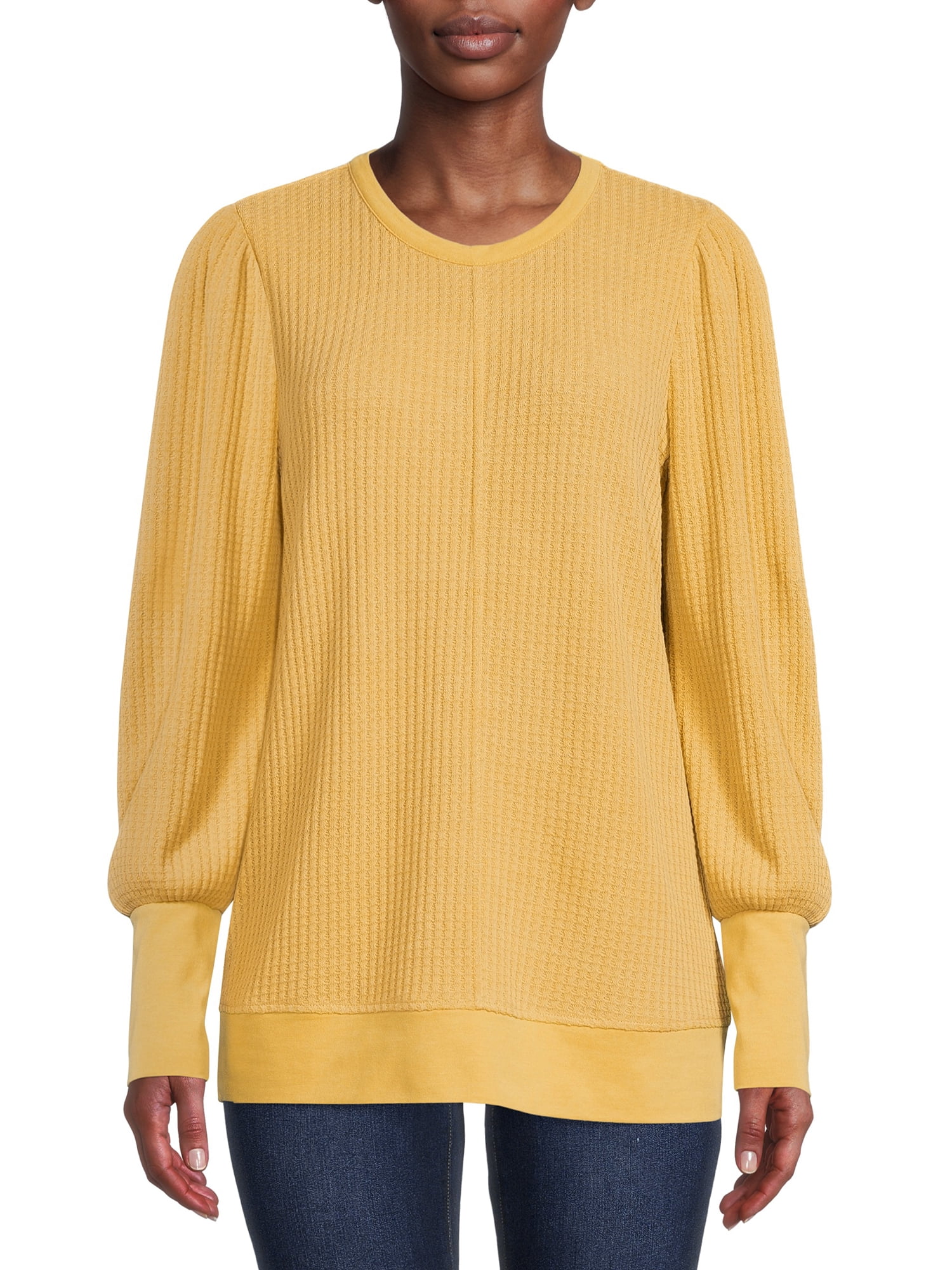 Time and Tru Women's Waffle Pullover Top 