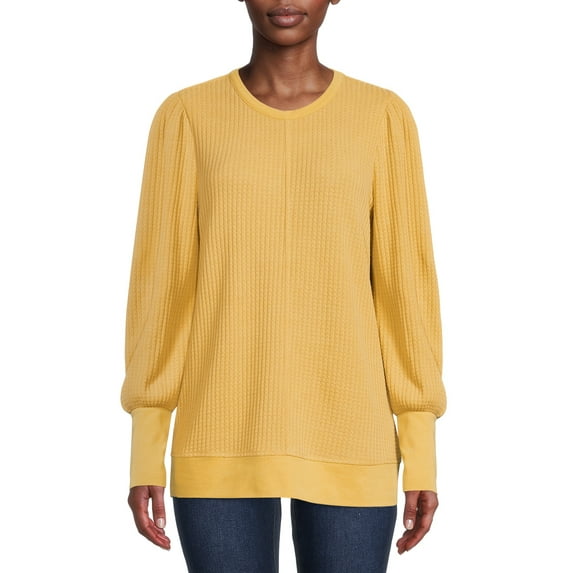 Time and Tru Women's Waffle Pullover Top