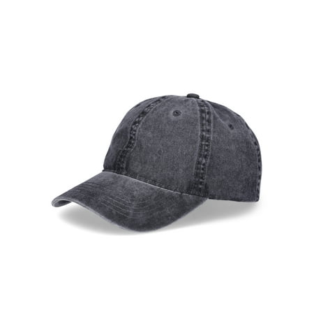 Time and Tru Women's Washed Cotton Twill Baseball Hat, Black Soot
