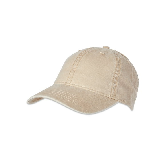 Time and Tru Women's Washed Cotton Twill Baseball Hat, Fruit Khaki