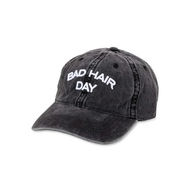 Time and Tru Women's Washed Cotton Twill Embroidered Bad Hair Day Baseball Hat Black Soot