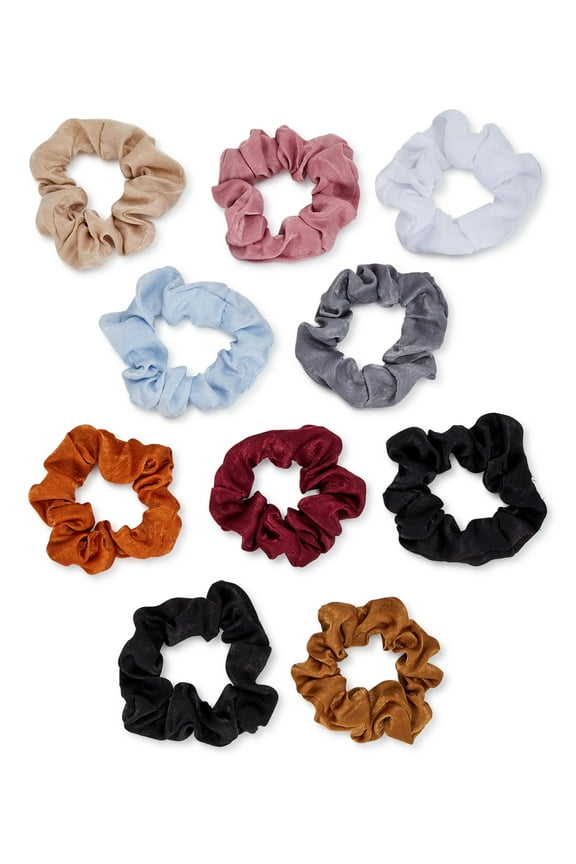Women's Washed Silk Hair Ties, 10-Pack, Multi-Color Silk