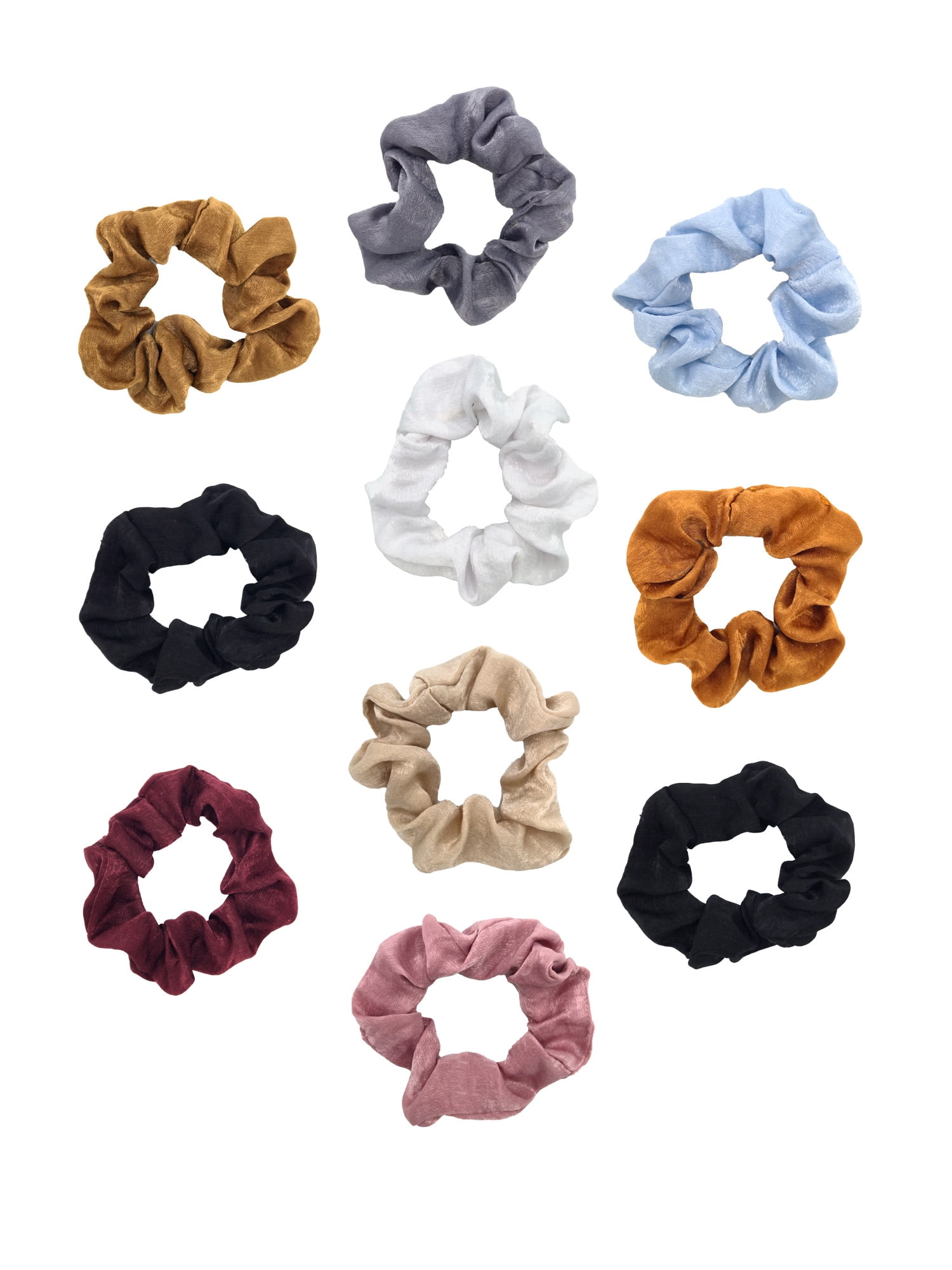 Time and Tru Washed Silk Hair Ties 10-Pack Multi-Color Hair Ties