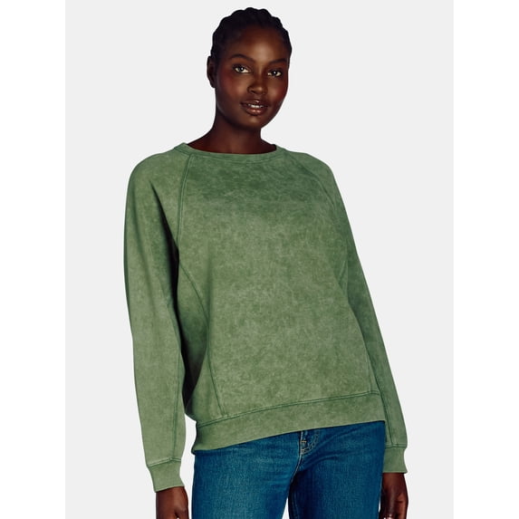 Time and Tru Women’s Washed Sweatshirt with Long Sleeves, Sizes S-XXXL