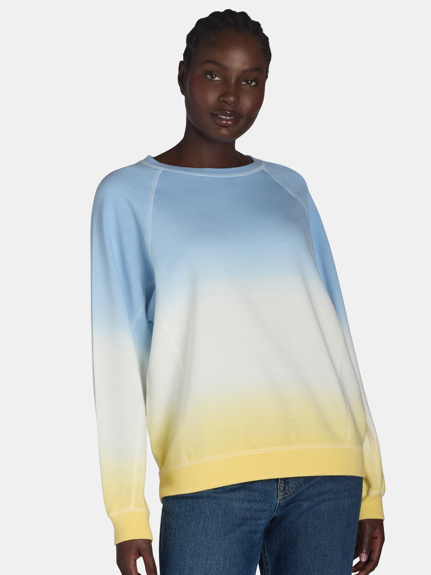 Time and Tru Women’s Washed Sweatshirt with Long Sleeves, Sizes S-XXXL