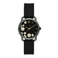 thumbnail image 1 of Time and Tru Women's Watch, Gunmetal Round Case, Black Sunray Dial with White Flowers and Black Faux Leather Strap (FMDOTT101), 1 of 4