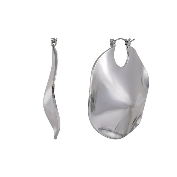 Time and Tru Women's Wavy Silvertone Click It Earrings