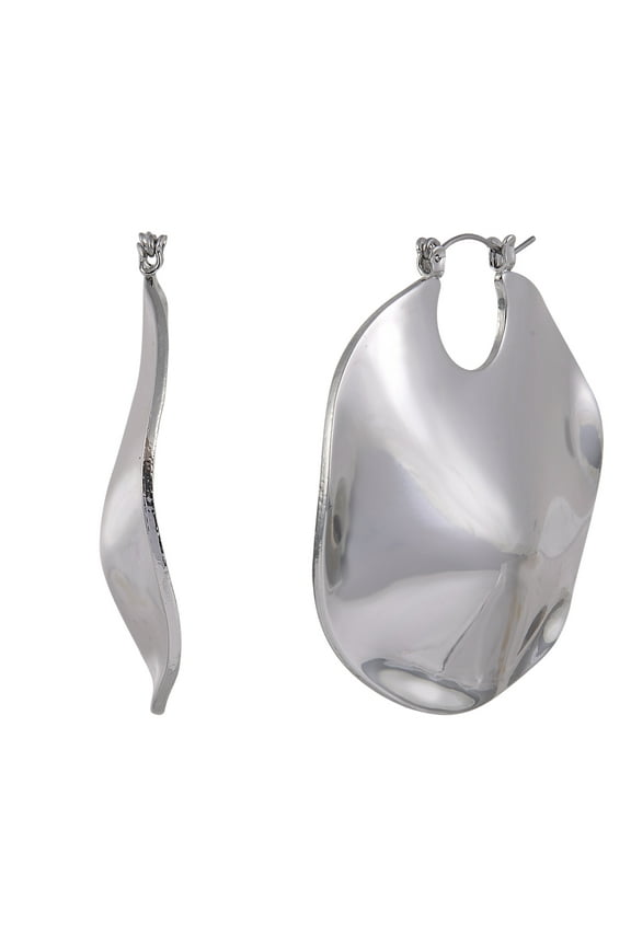 Women's Wavy Silvertone Click It Earrings