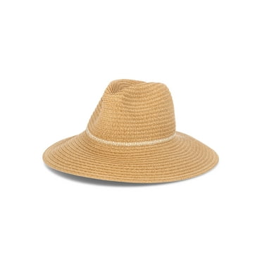 Time and Tru Women’s Wide Brim Mix Stripe Panama Hat, One Size Fits Most