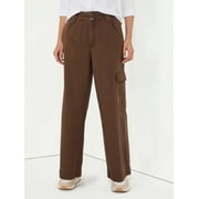 Time and Tru Women's Wide Leg Cargo Pants, 30" Inseam for Regular; Sizes 2-18