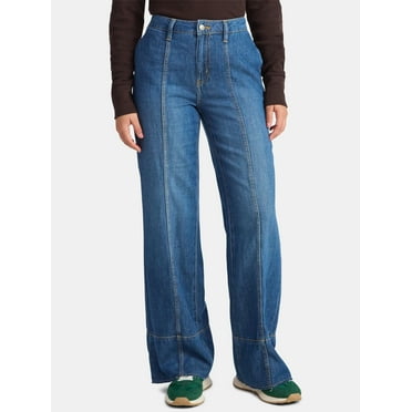 Time and Tru Women's Seamed Wide Leg Jeans, Sizes 0-20